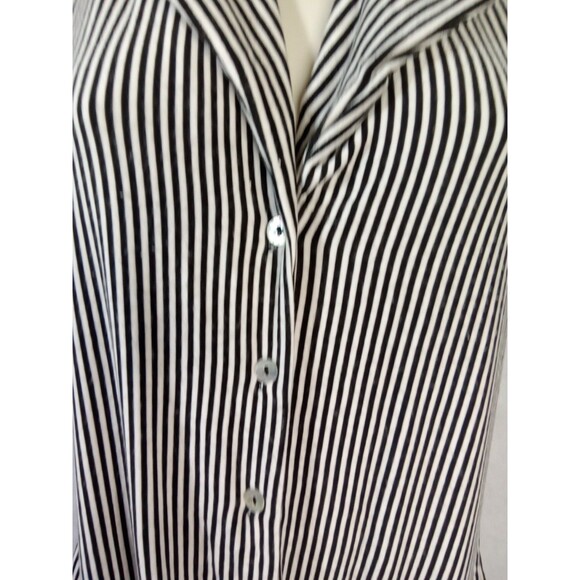 kim cami top Size Small Button Up Collar Black‎ And White Striped - Picture 2 of 8